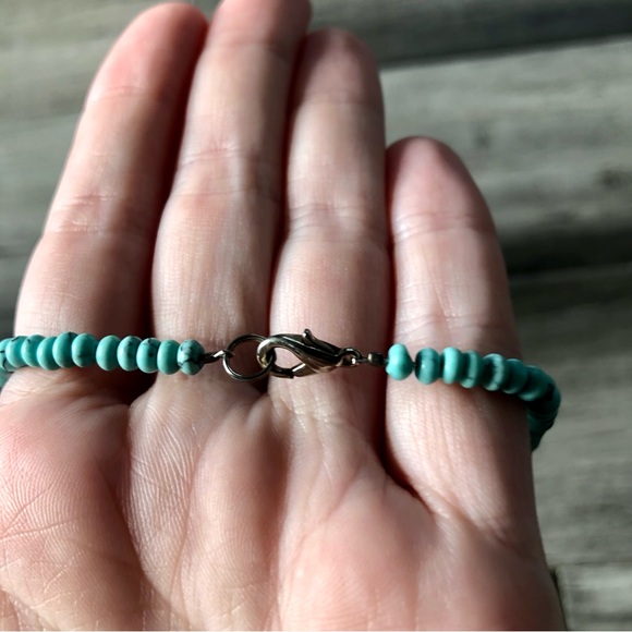 Artisan Handmade Genuine Turquoise & Carnelian Teardrop Beaded Necklace - Picture 6 of 7